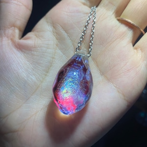 Collar de planeta hecho a mano, joyería de cielo estrellado cósmico, collar de estrellas de gotas de agua, regalo de San Valentín, collar de aurora boreal