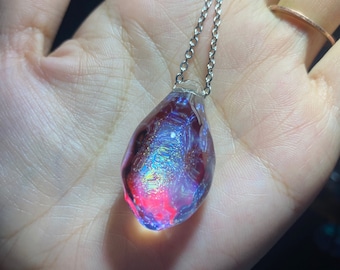 Handmade Planet Necklace, Cosmic starry sky jewelry, water droplets star necklace, Valentine&#39;s Day present, northern lights necklace