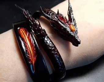 Dragon bracelet, Hand carved Dragons men's bracelet, gothic bracelet, mens  bracelet, Dinosaur bracelet, Dragon Amulet Bracelet, gift for men