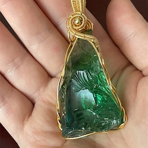 Handmade Teal Andara Crystal Charm Gorgeous Elysium Green Andoran Crystals Necklace Natural Merlin green andara crystal Pendant Metaphysical