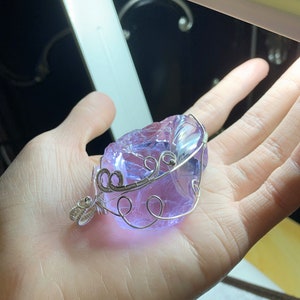 Hand made Purple Andara Crystal necklace Gorgeous Gilded Elysium Noble Golden, Noble purple andara crystal Pendant Metaphysical crystal