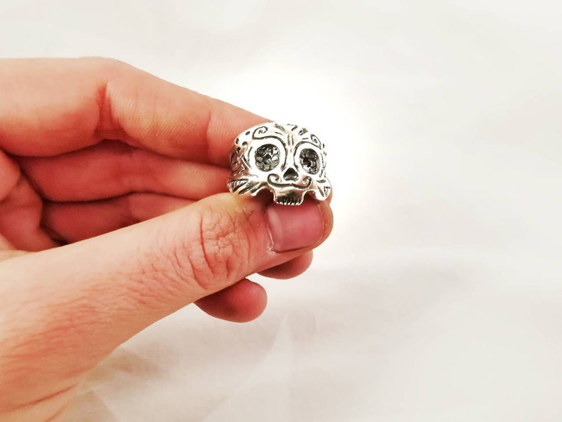 handmade in Italy Mexican skull ring in 925/% silver
