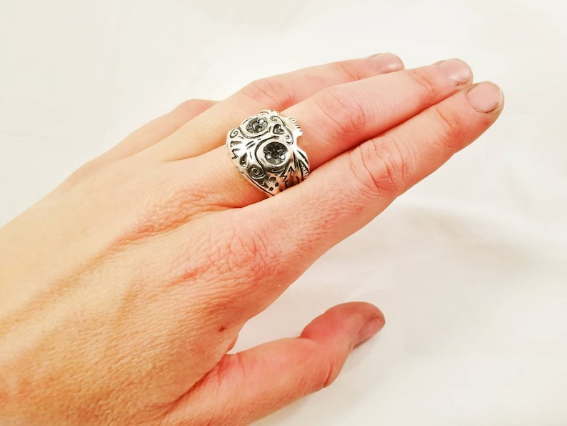 handmade in Italy Mexican skull ring in 925/% silver