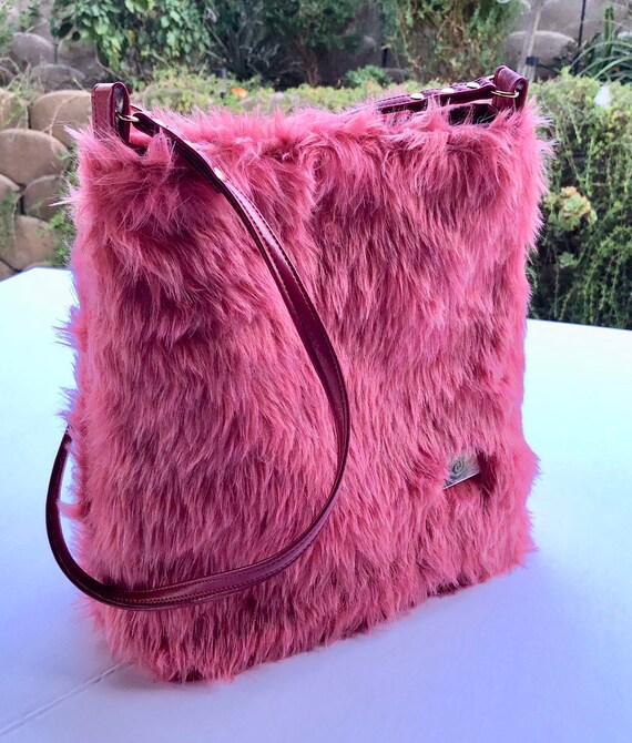 red fur purse
