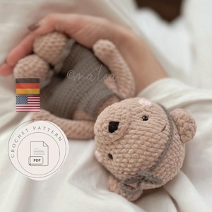 Amigurumi crochet pattern Lucca the fluffy bear (digital download in German & English)