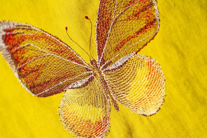 Butterfly color embroidery deco pillow animal design pillow Linen cushion cover with embroidery nature theme nature embroidery patterns