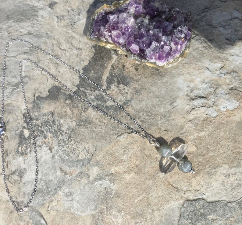 Clear Quartz and Labradorite Necklace