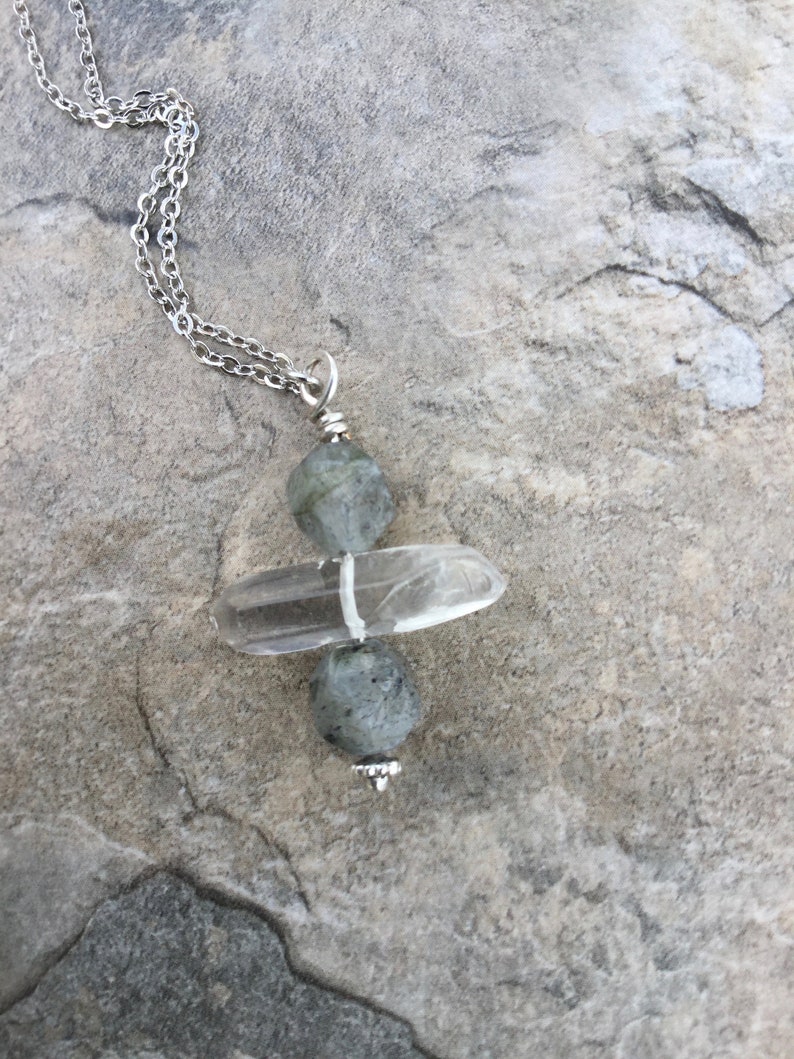 Clear Quartz and Labradorite Necklace