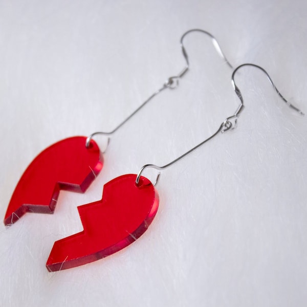 Broken Heart Acrylic Earrings