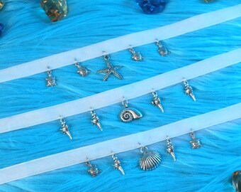One of a kind ocean themed chokers - Turtles, seashells