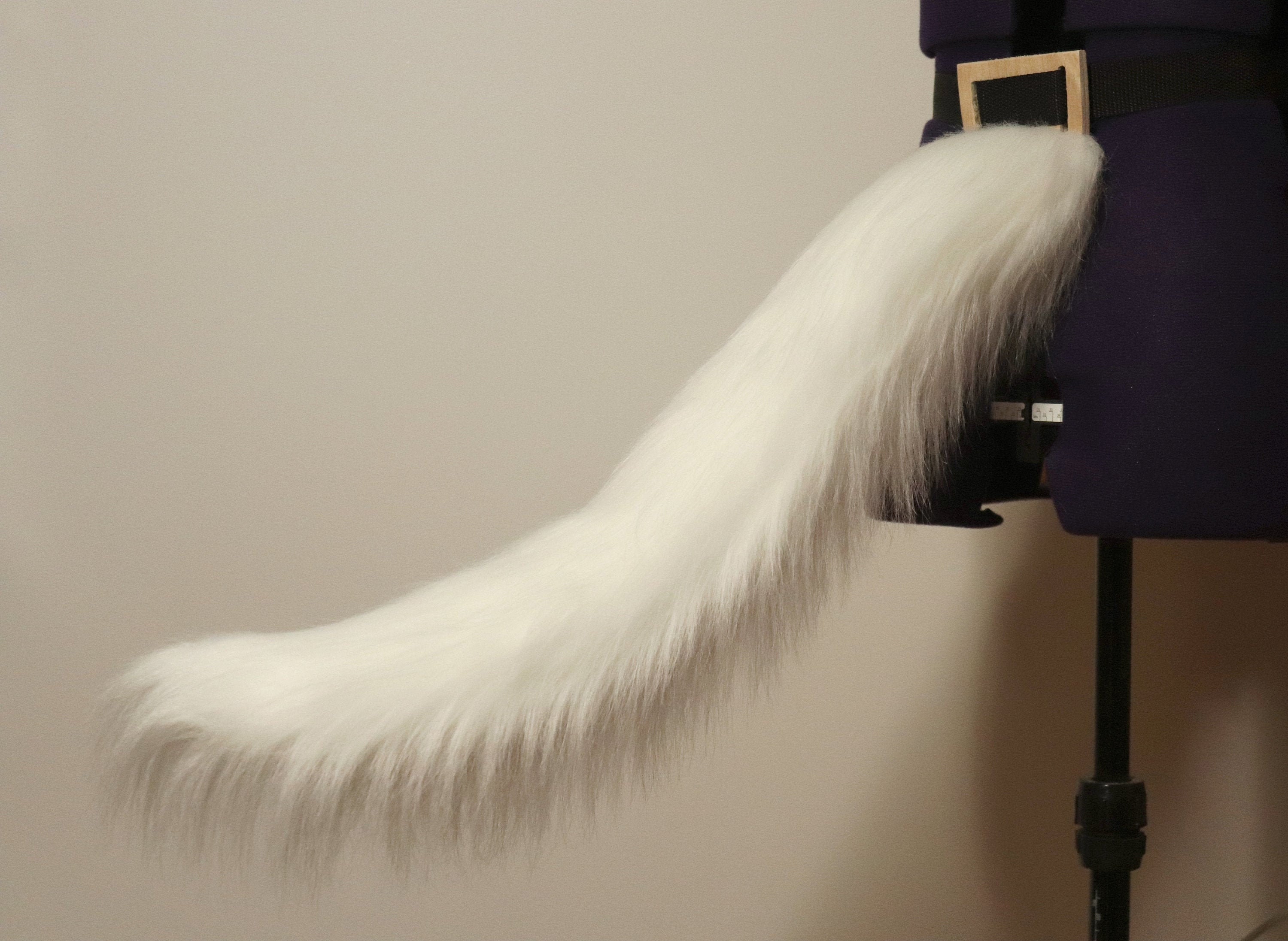 Posable White Fluffy Cat Tail Etsy
