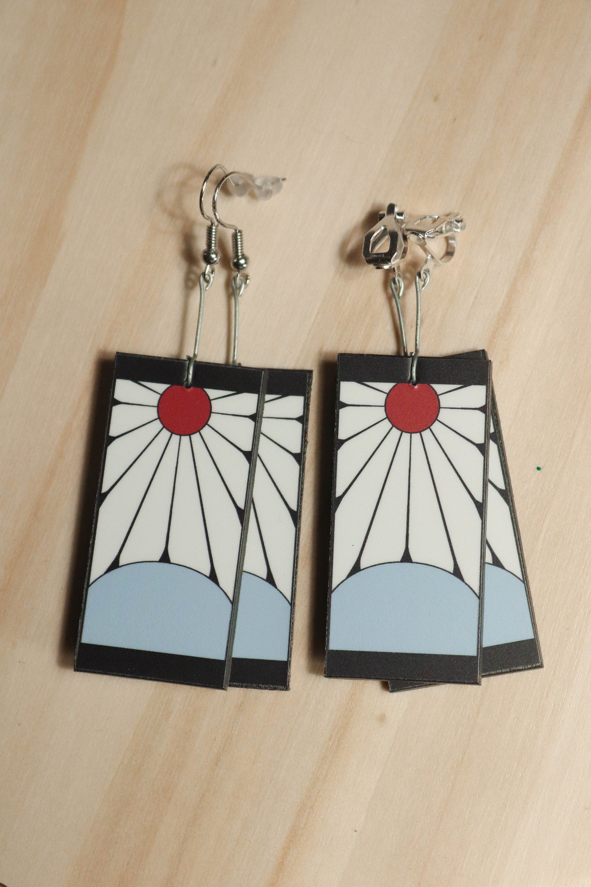 Demon slayer Tanjiro earrings Hanafuda Japanese... - Depop