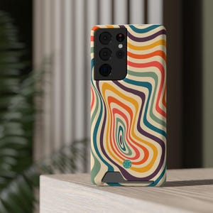 Capa para celular + porta-cartão - Capa retrô | Disponível para iPhone 16, 15, 14, 13, 12, 11 + Samsung S20, S21, S22