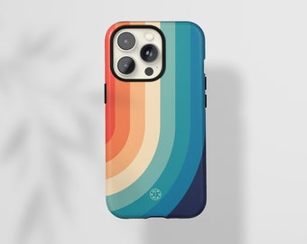 Retro Regenbogen Handyhülle | Zweilagige, hohe Schlagfestigkeit