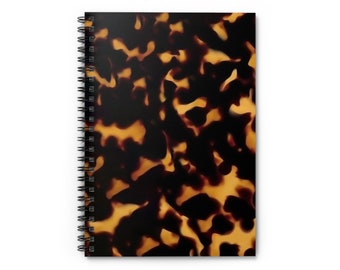 Tortoise Shell Spiral A5 Notebook - Ruled Line - Stylish Notepad With Personalisation Available