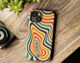 Retro Swirl Handyhülle | Zweischichtiges Schutzdesign