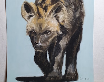 Original pastel drawing of a young hyena 24x30cm