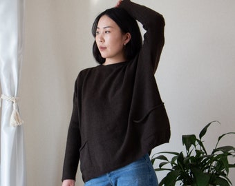 Women's Scoop-Neck Long Sleeves 100% Fine Yak Wool Sweater Knit Women Sweater Elegant Loose Fit Sweater for Her