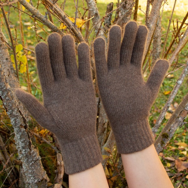 Winter Yak-down Gloves, 100% Pure and Natural Yak Down Gloves, Organic Beige Brown Gloves, Natural Color goes well with everything,