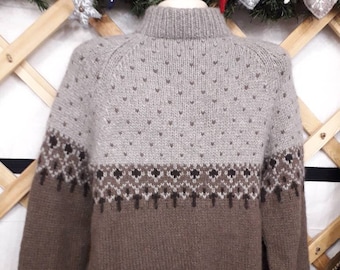 Vintage Sweater Handknitted with thick yak down from Mongolia, Warmest, Soft, Authentic 100% pure, new, natural yak wool, Ready to ship