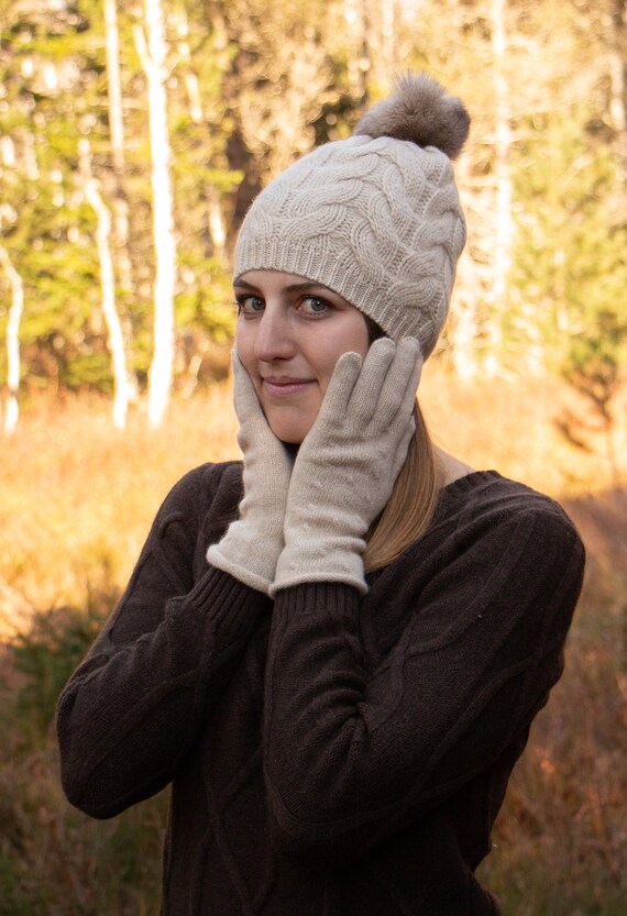 Set Cashmere Beanie and Gloves Woman's 