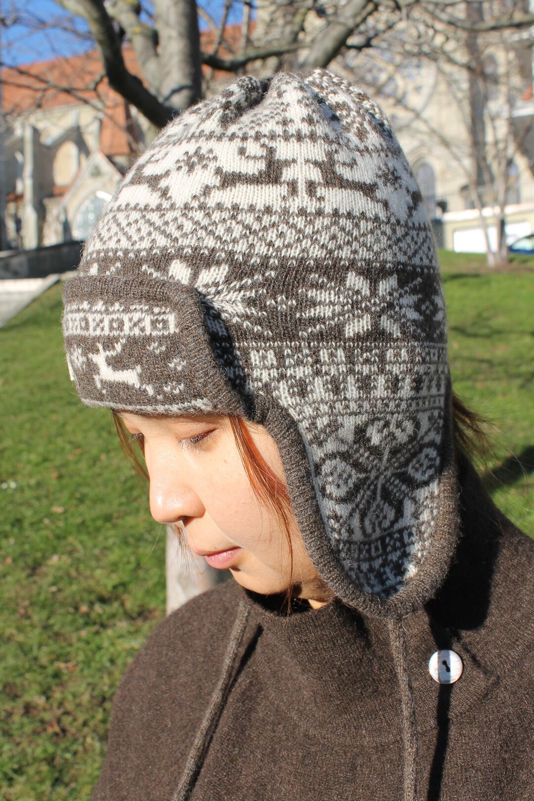 Vintage Nordic Wool Knit Hat Handmade‎ Vermont Sheep Winter Cap Knit yourself a Baa-ble Hat with our newest knitting kit  main image 3