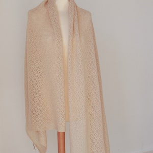 Big Throw Shawl made of 100% FINE LUXURY CASHMERE, Organic Beige Cashmere Shawl, Big Scarf, Throw image 2