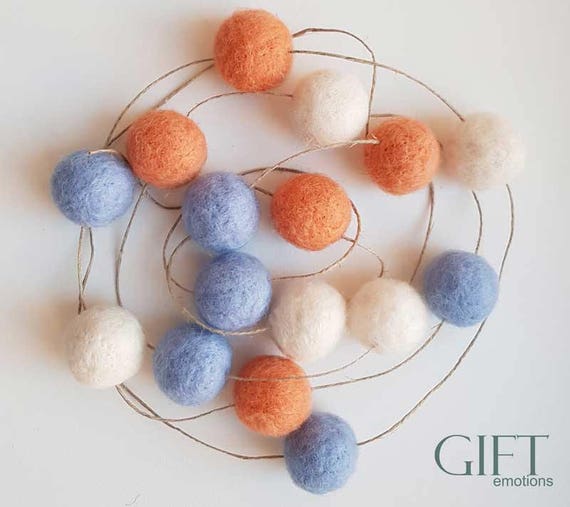 Neutral Pom Pom Garland- 100% Wool Felt Balls