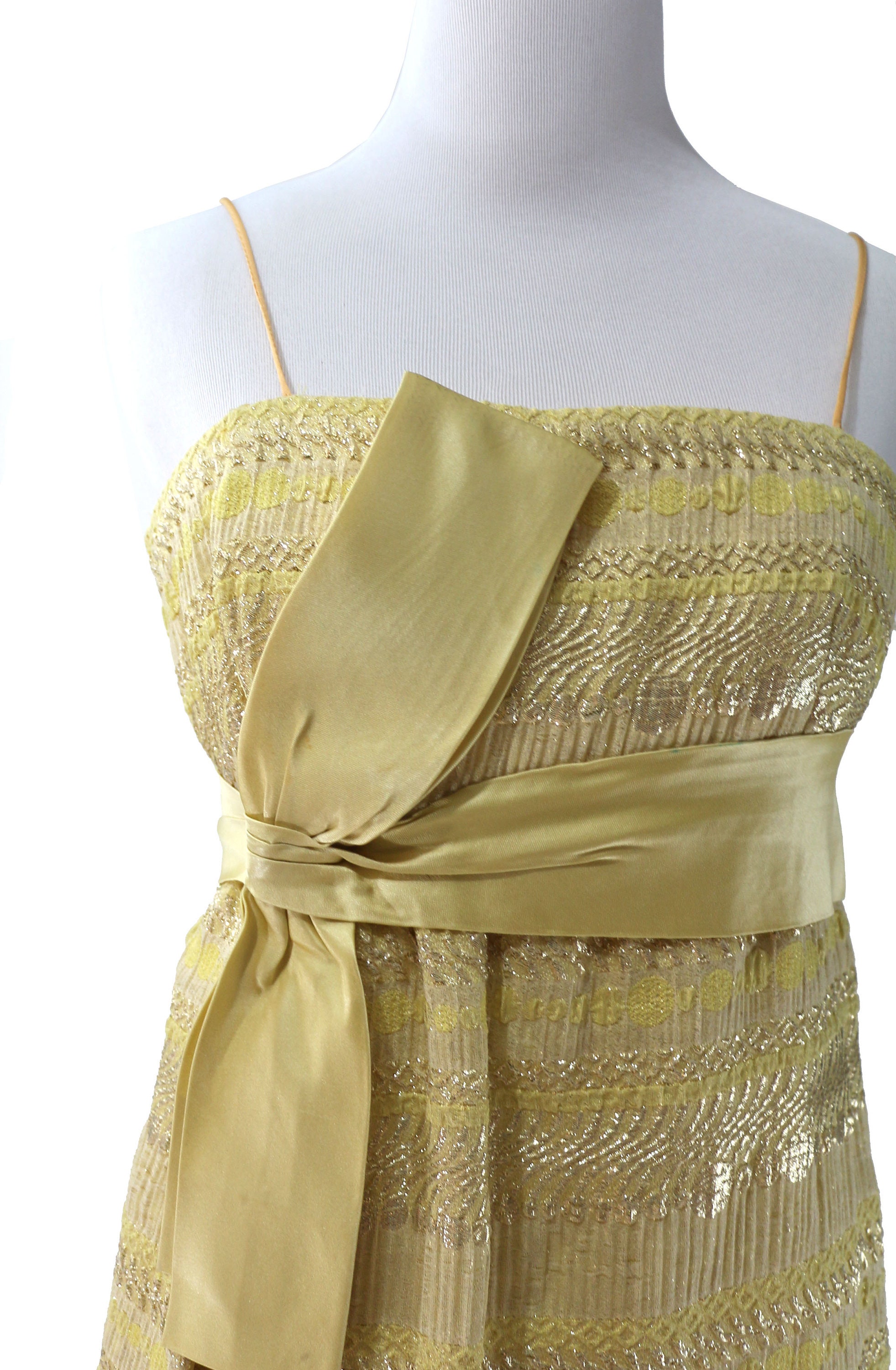 Vintage 1960s Soft Yellow Metallic Brocade Empire Dress With - Etsy