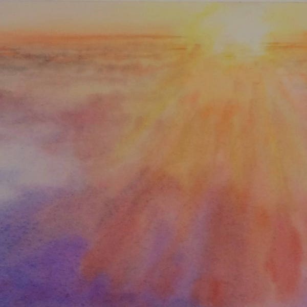 Sunset in the Clouds - Original watercolor artwork  (unframed)