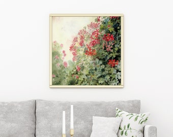 Geranium flowers  Original watercolor fine artwork| Nature watercolors | Floral wall art |14" by 14" unframed