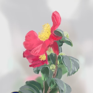 Camellia flower painting | Unframed floral wall art | Fine art floral Giclée print | Floral painting | Unframed painting nature