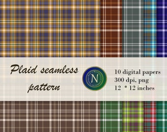 Plaid with twill digital paper set | Tartan, Lumberjack, Gingham checks | Scrapbooking , Crafts, Backgrounds | Personal and commercial Use