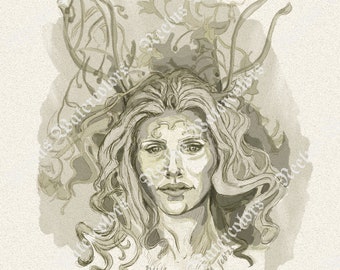 Nature spirit drawing | Fairy wall art | Woodland folk giclée art print