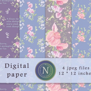 Wild flowers digital paper| Seamless, tileable patterns | Floral repeat patterns | Instant download