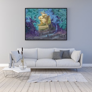 Enchanted forest painting | Fantasy wall art |  Magical woods giclée art print (unframed)