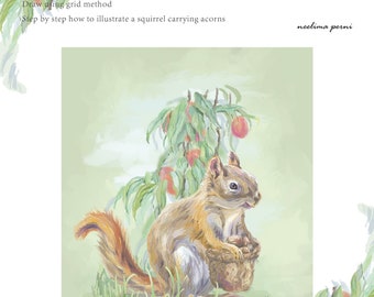 Art tutorial - Draw and paint mammals - Squirrel - | 21 page pdf document |Instant download | U.S Letter size|  for personal use