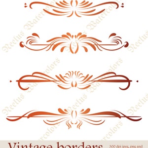 Vintage Bordüren Clip Art Set| Digitaler Download | Designelemente | Silhouette Vektor AI png, svg clip art | Persönliche und kommerzielle Nutzung