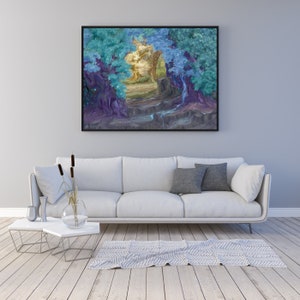 Enchanted forest painting | Fantasy wall art | Magical woods giclée art print (framed)