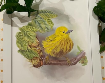 Yellow warbler - Song bird painting |  | Framed wall art