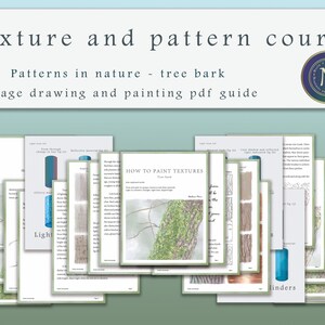 May include: A 20-page PDF guide on how to paint textures, specifically tree bark. The guide includes illustrations and instructions on how to create realistic textures using light and shadow.