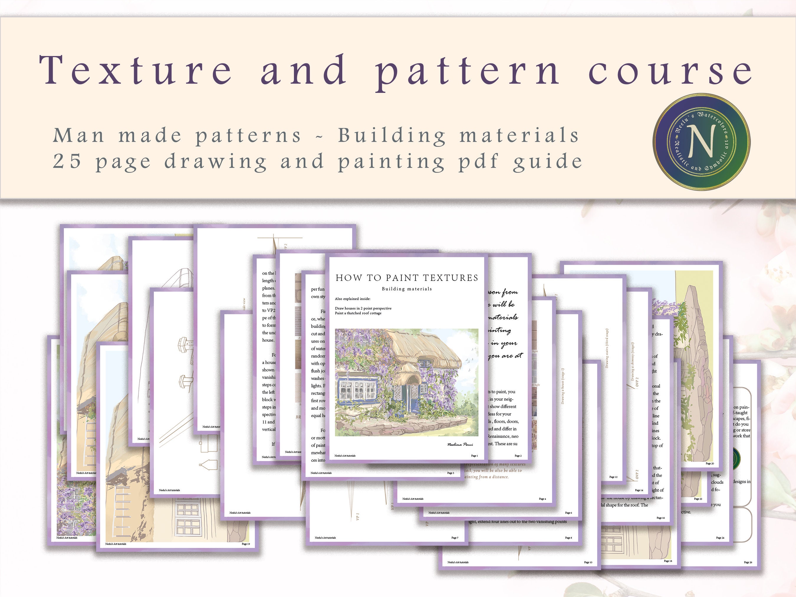 textural technique, landscape patchwork tutorial, pdf... Art Tutorial - Pattern and Texture Course - Building Materials| 25 Page ...