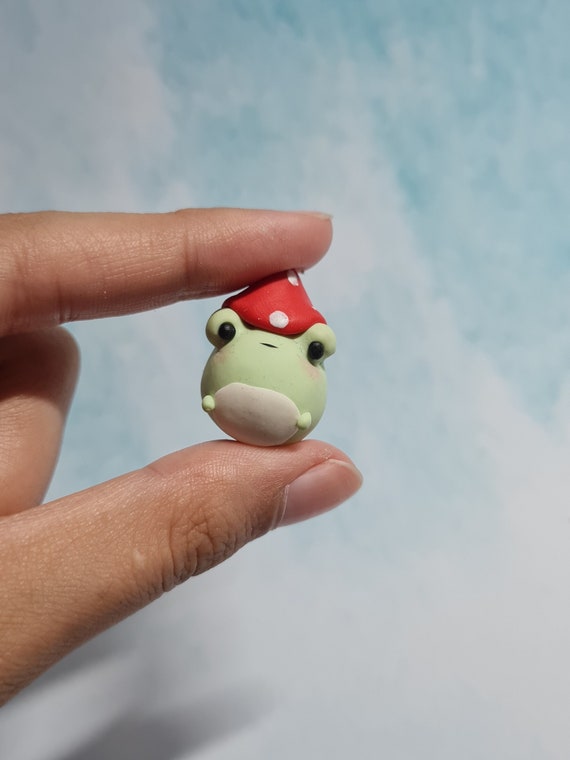 Cute Frog With Mushroom Hat Polymer Clay Charm/figurine Etsy