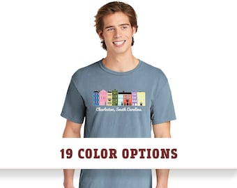 Comfort Colors Charleston South Carolina Rainbow Row Unisex T-shirt, Rainbow Row Charleston, Comfort Colors T-shirt, Custom T-shirt