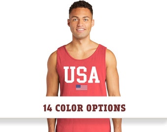 Comfort Colors USA American Flag Tank Top T-Shirt, Comfort Colors USA Shirt, Patriotic T-Shirt, USA Flag T-Shirt, Custom T Shirt