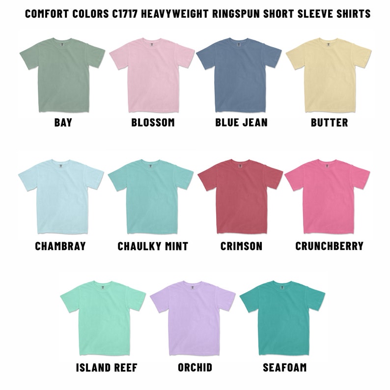 Pu&ograve; includere: Una collezione di 12 t-shirt a maniche corte in vari colori, tra cui baia, fioritura, blu jeans, burro, chambray, menta calcarea, cremisi, lampone, barriera corallina, orchidea e schiuma di mare. Le t-shirt sono tutte realizzate in un tessuto ringspun pesante.