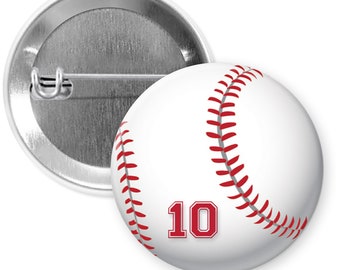 Personalized Custom Baseball Pin Back Button Pin with Jersey Number