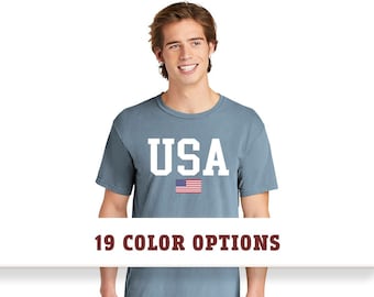 Comfort Colors USA American Flag Short Sleeve Shirt, Comfort Colors USA Shirt, Patriotic T-Shirt, USA Flag T-Shirt, Custom T Shirt