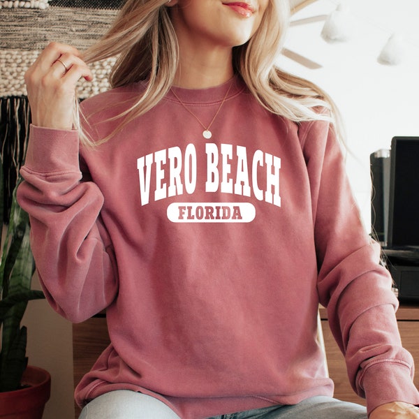 Vero Beach Florida Comfort Colors Sweatshirt, Custom Sweatshirt, Comfort Colors Sweatshirt