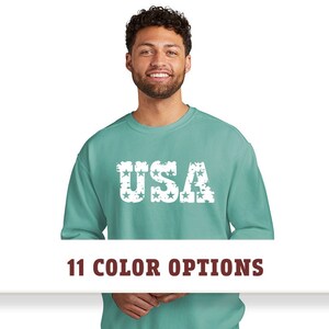 Comfort Colors USA with Stars Sweatshirt, Comfort Colors USA Sweatshirt, Patriotic Sweatshirt, USA Sweatshirt, Custom Sweatshirt